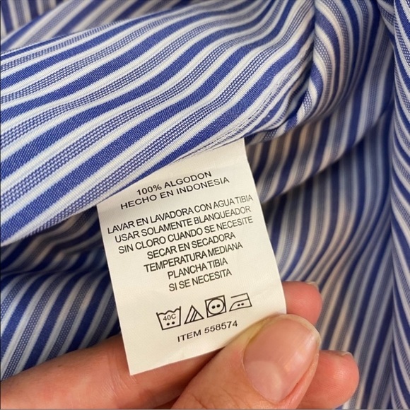 Kirkland Striped Slim Fit Button Down Shirt White And Blue Size 18-35 NWT - Picture 7 of 8